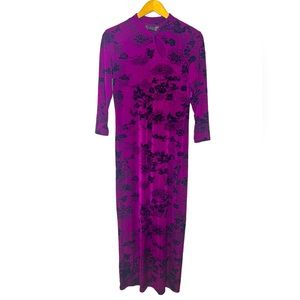 Slinky Brand 90's Vintage Purple Oriental Maxi Dress